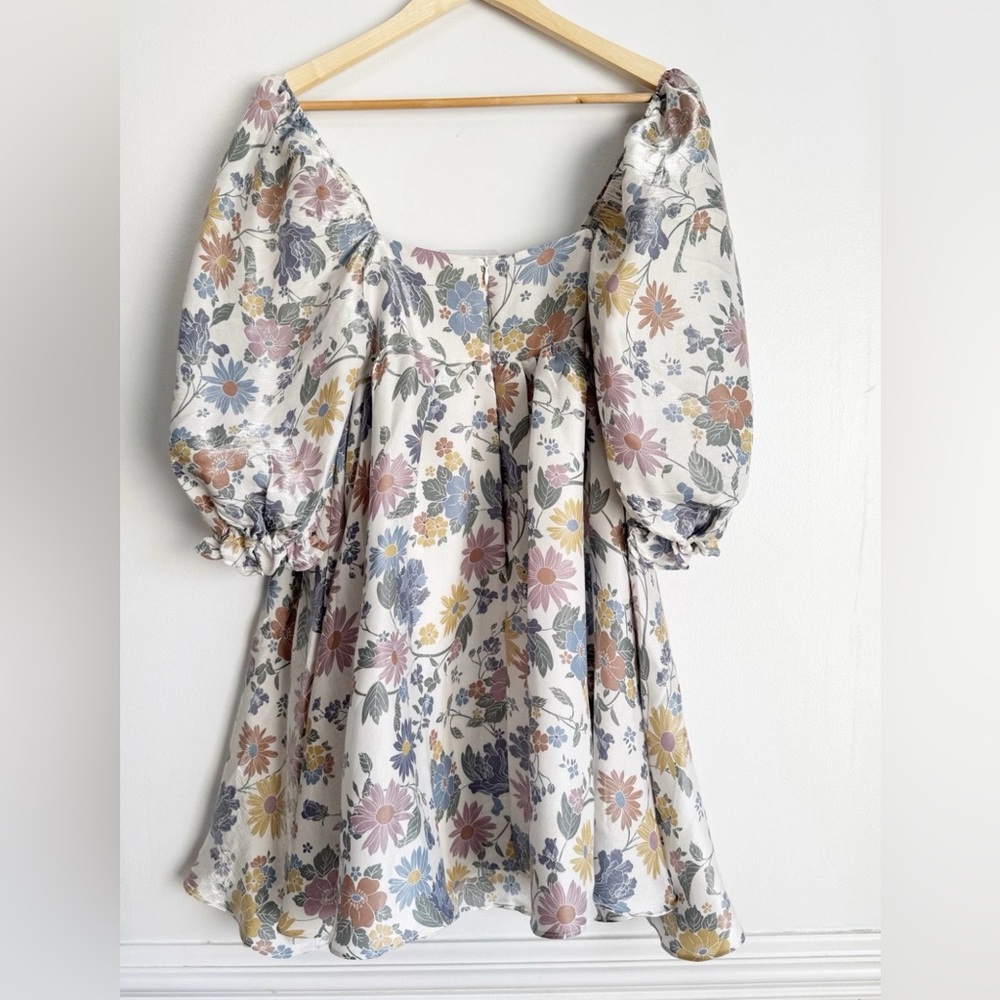 Storia Floral Puff Sleeve Mini Dress - Multicolor - Picture 9 of 11